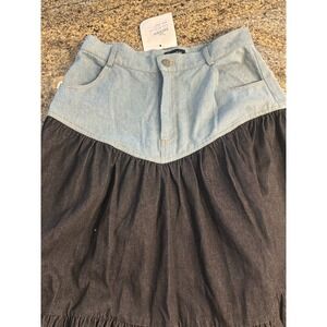 NWT Static by Olly Denim Combo Midi Maxi Skirt – 36" Western Prairie Style Large